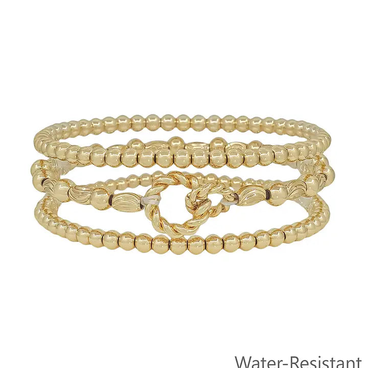 Water Resistant Set of 3 Oval Beaded Bracelet