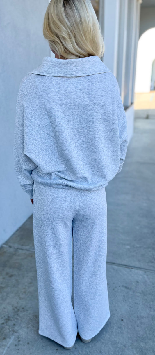 Scuba Collared Pullover & Pants SET, R H Grey