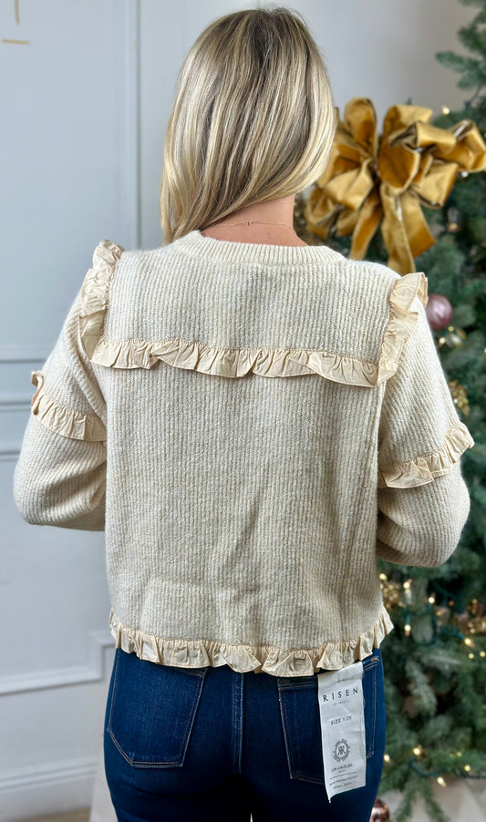 Cream Ruffle Sweater