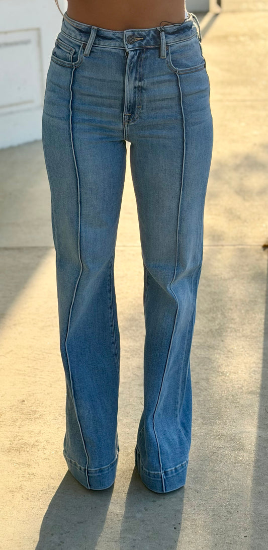 Medium Light Pintuck 33" Inseam Flares