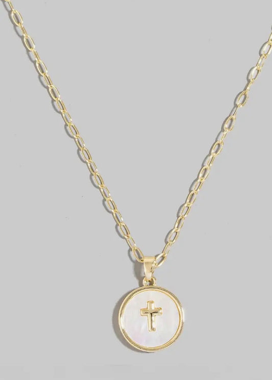 Cross Coin Pendant Necklace