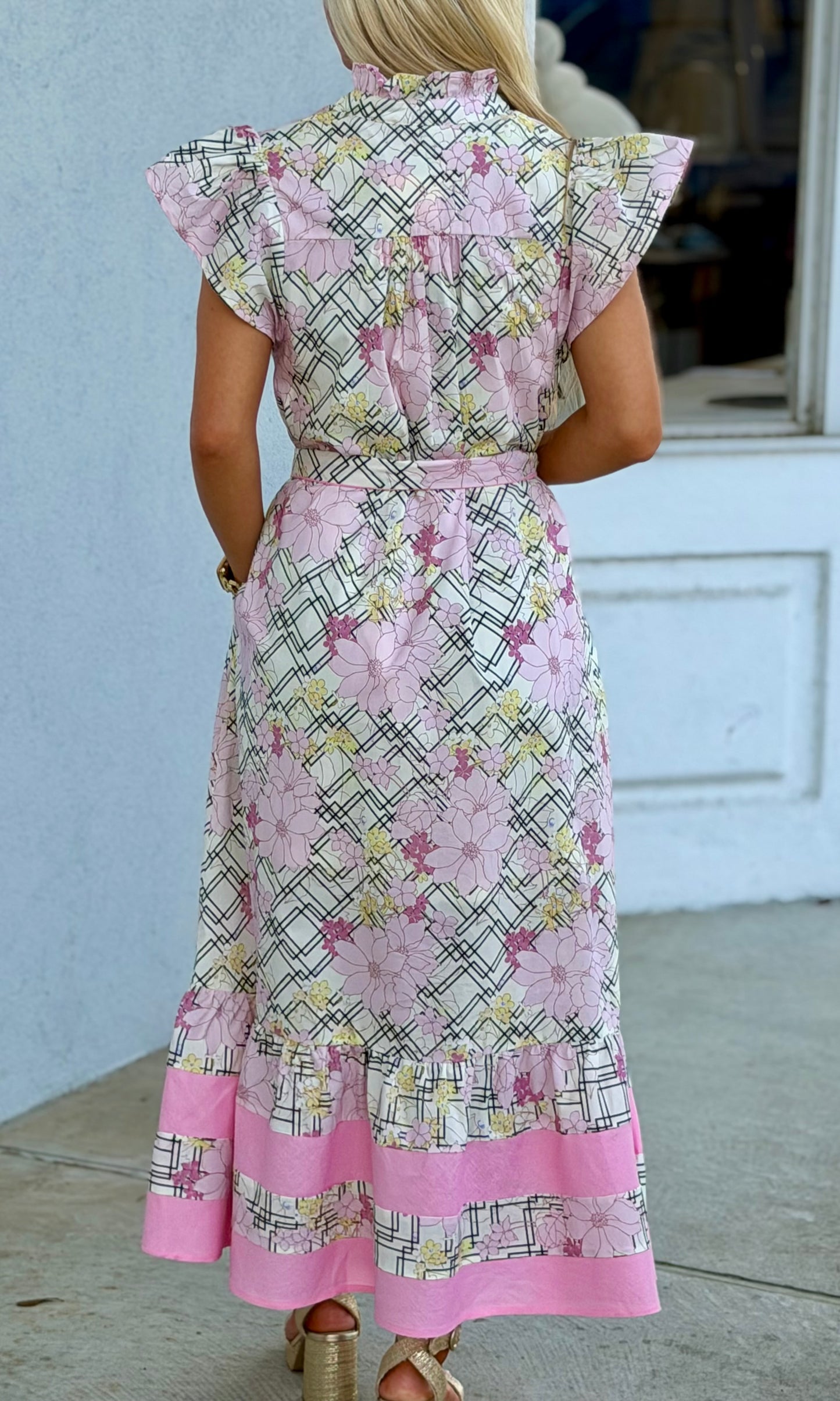 Floral Flutter Sleeve Midi Dress
