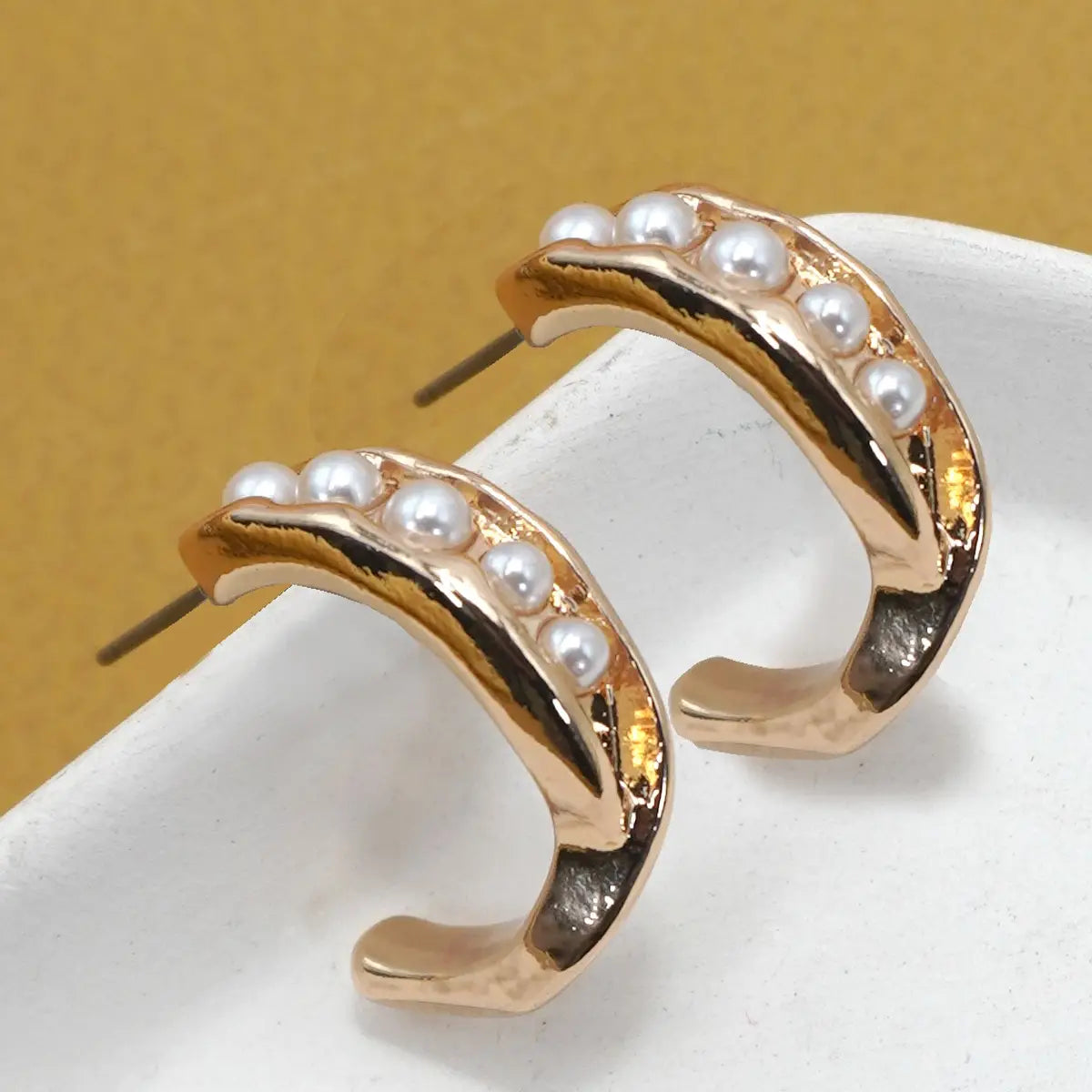Intertwined Pearl Hoop Earrings