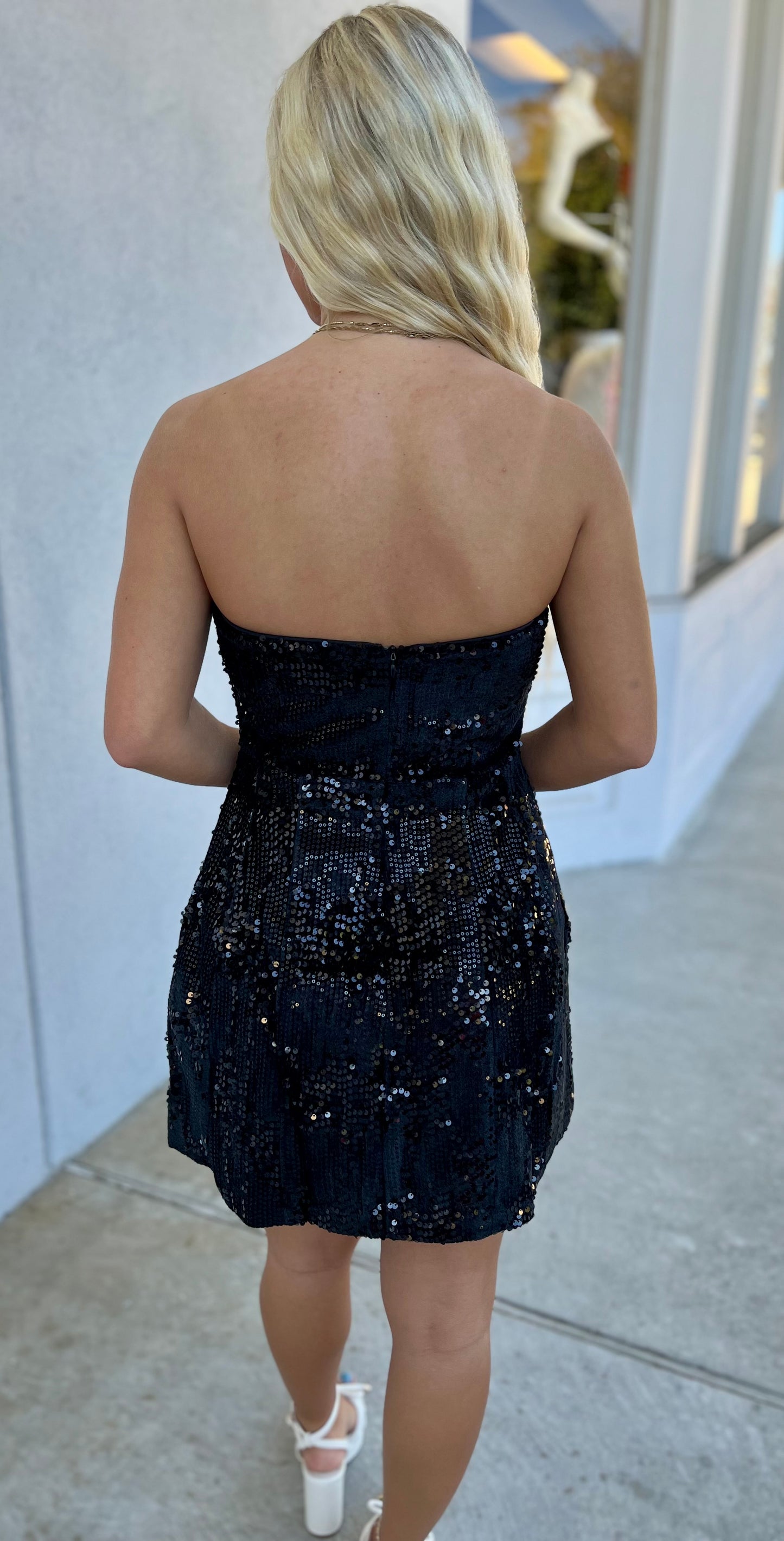 Black Sequin Tube Dress