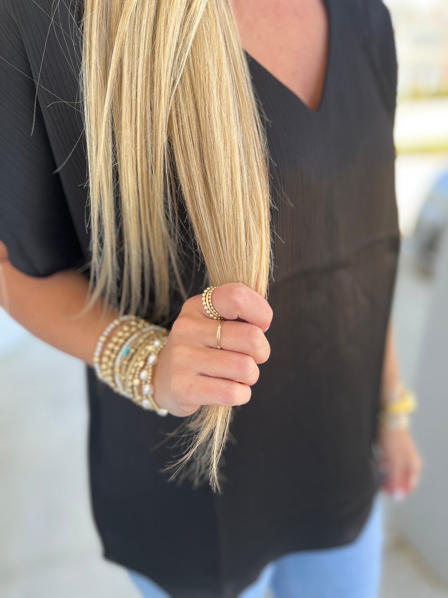 Black Crinkle Stain Top