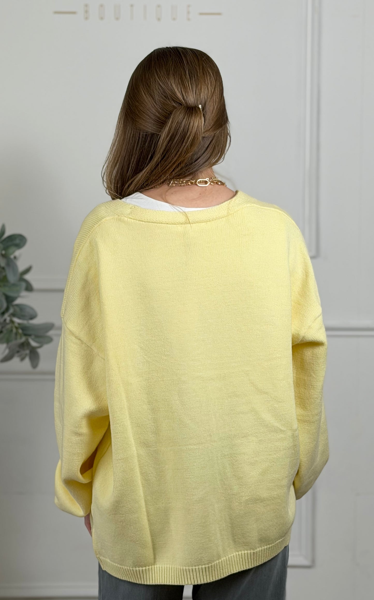 Sweater Cardigan, Lemon