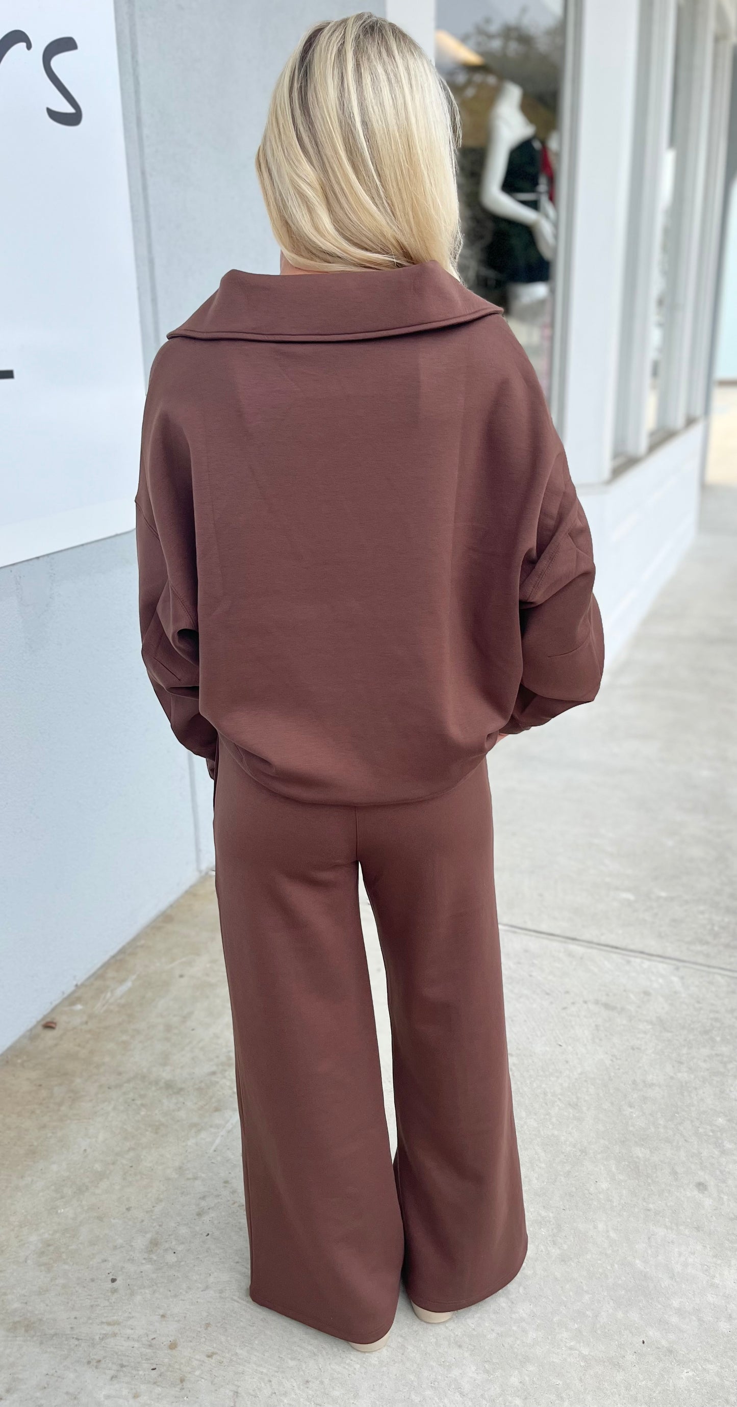 Scuba Collared Pullover & Pants SET, Brown