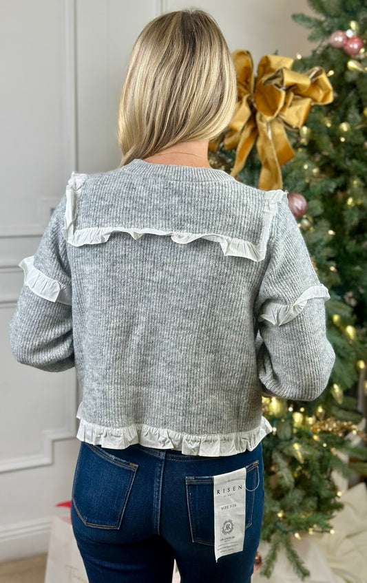 H Grey Ruffle Sweater