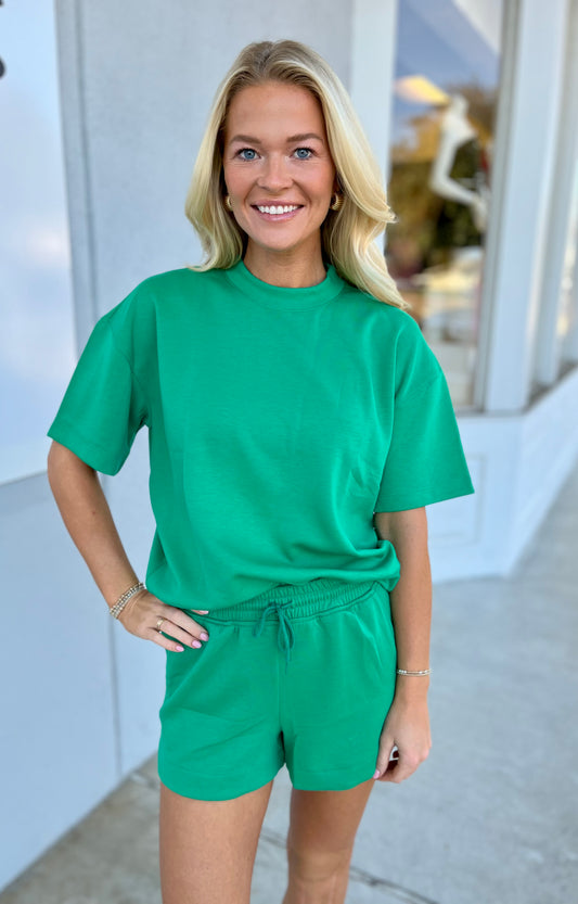 Scuba High Neck Top & Shorts SET, K Green