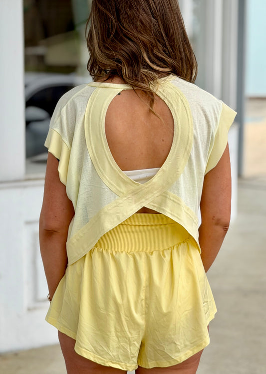 Lemon Cutout Back Layering Tee