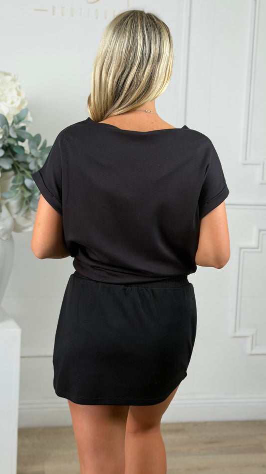 Cuff Sleeve Top, Black