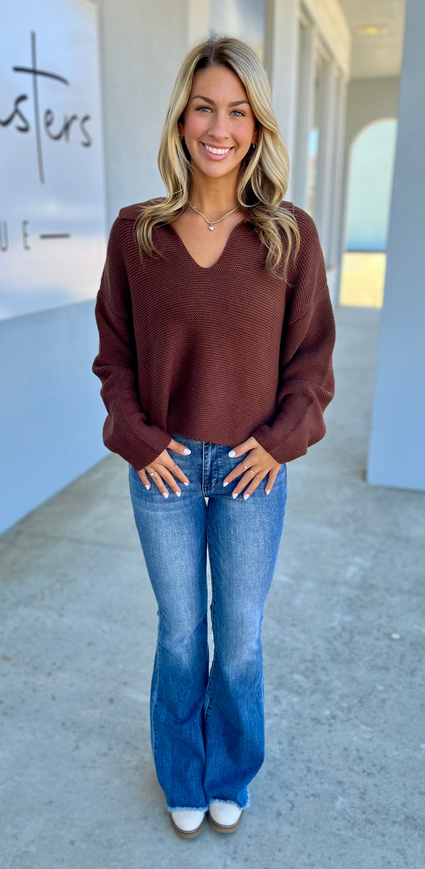 Brown Collared Pullover