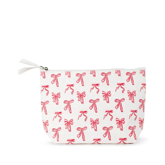 Hannah Bow Cosmetic Bag Pink/White