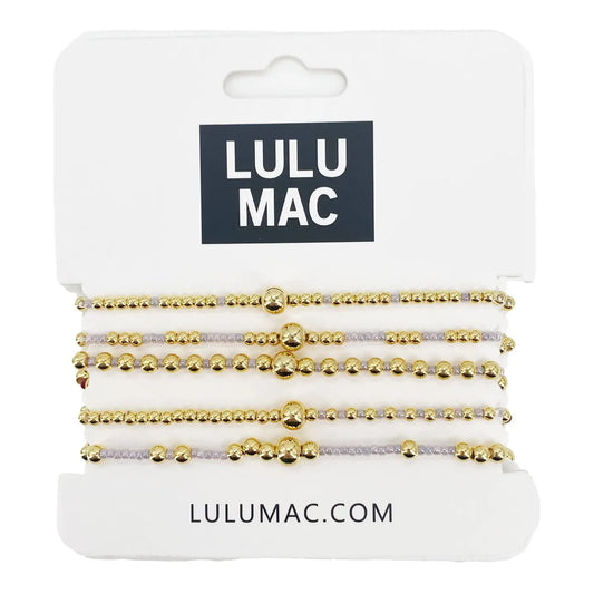 Lulu Mac Multi Color Bracelet Stack, Silver