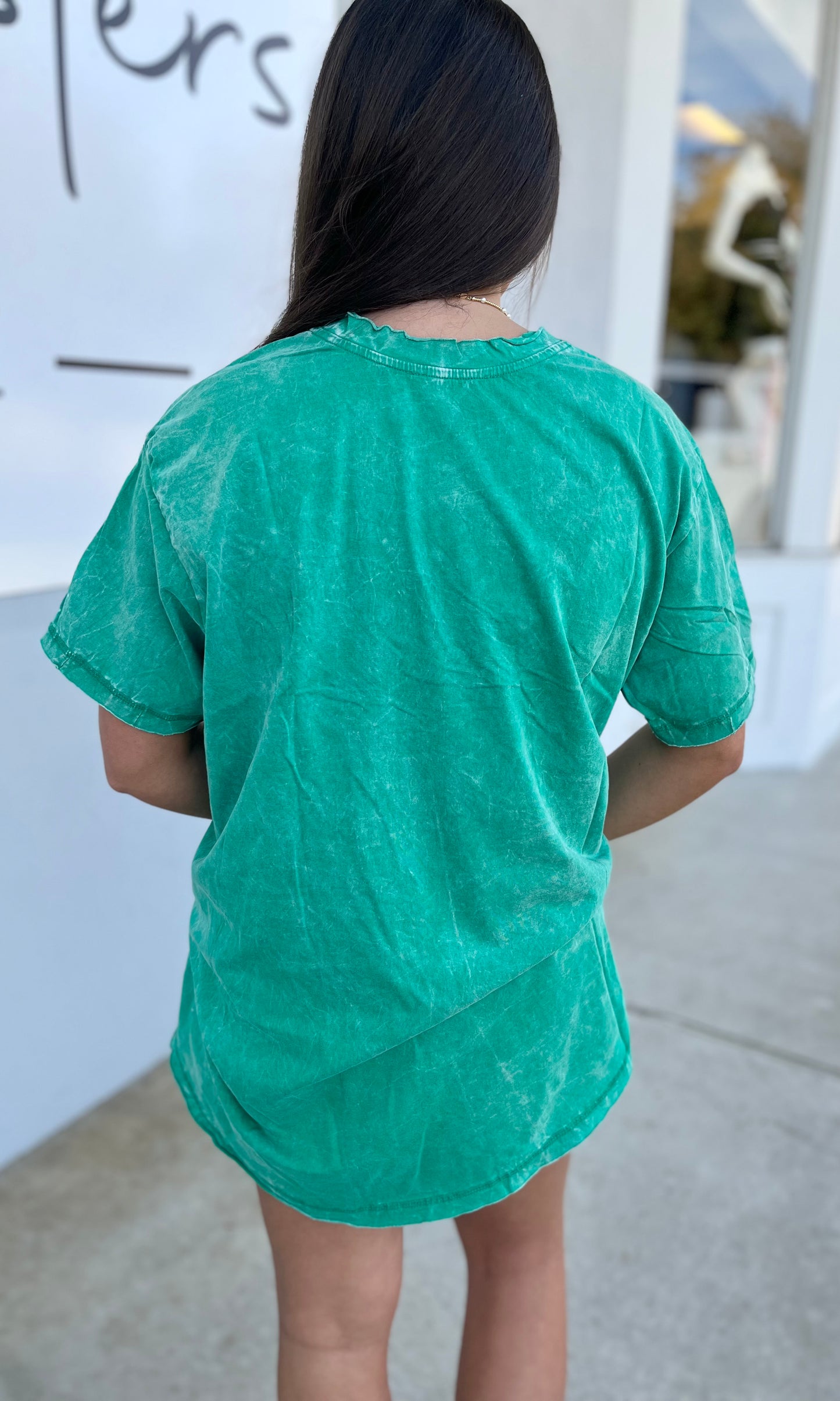 Crinkle Washed Cotton Oversized Top, K Green