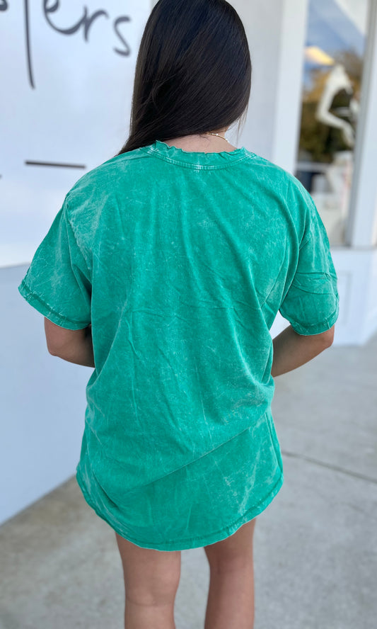 Crinkle Washed Cotton Oversized Top, K Green