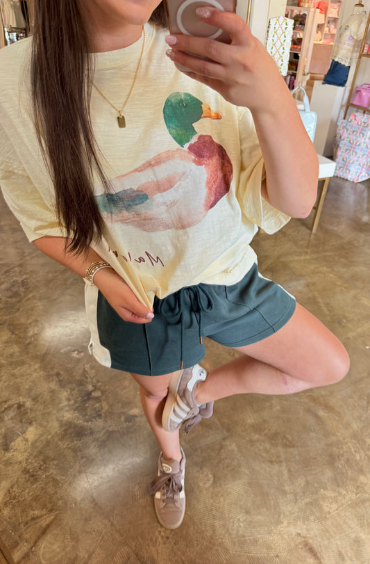 Mallard Duck Oversized Tee, Cream