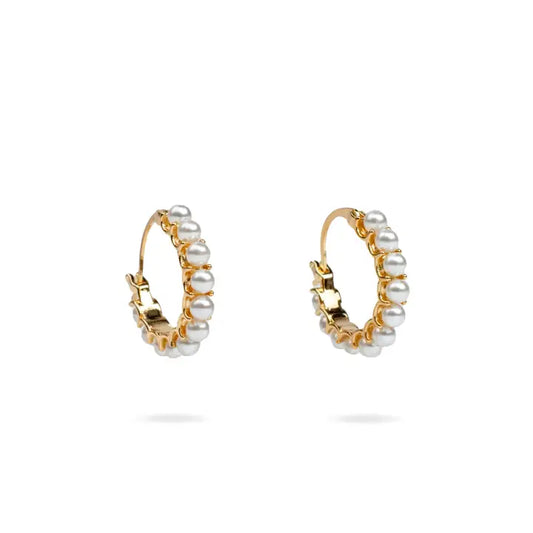 Jana Pearl Hoop Earrings Gold