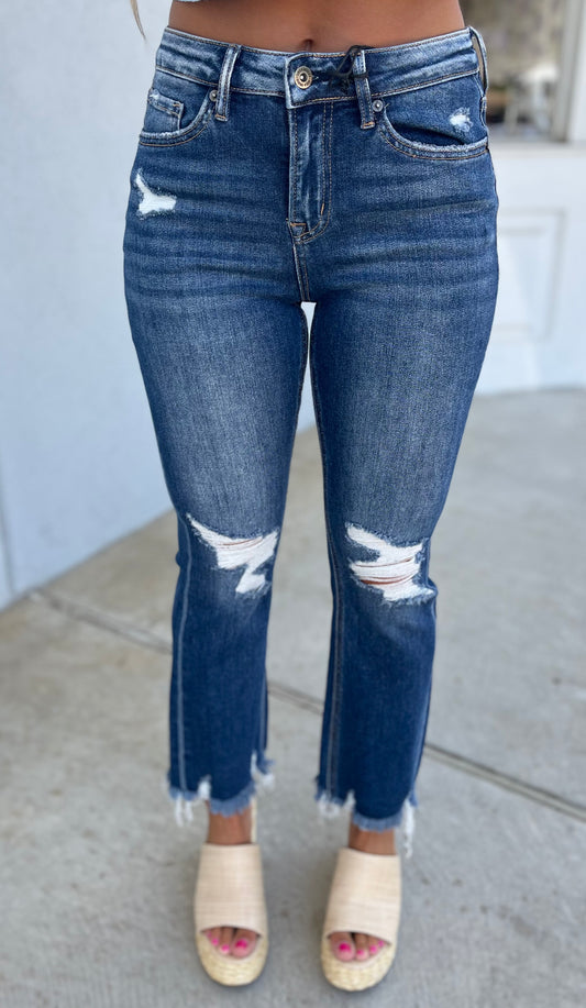 High Rise Bootcut W/Shark Bite Hem