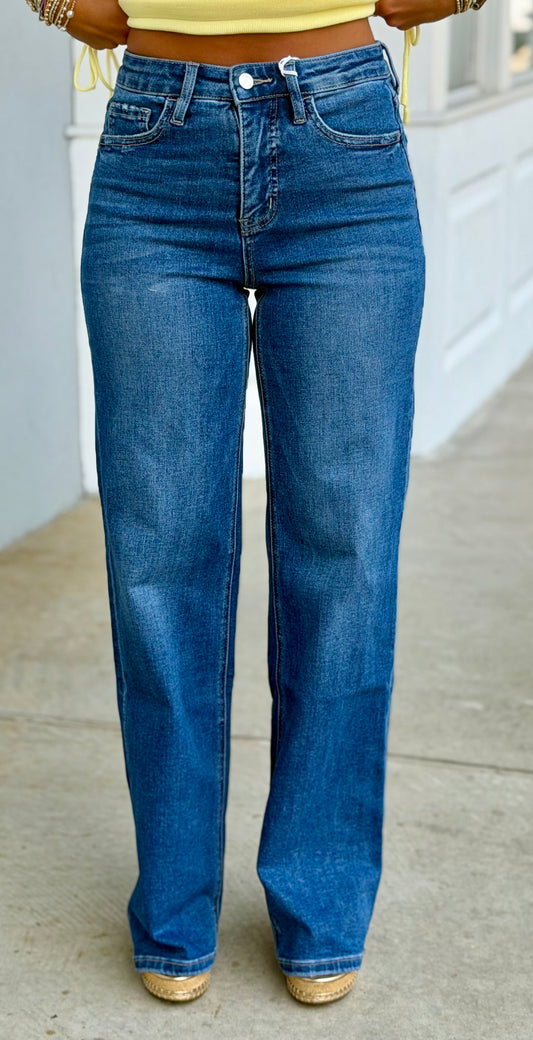 Tummy Control 90s Super High Rise Wide Leg Jeans