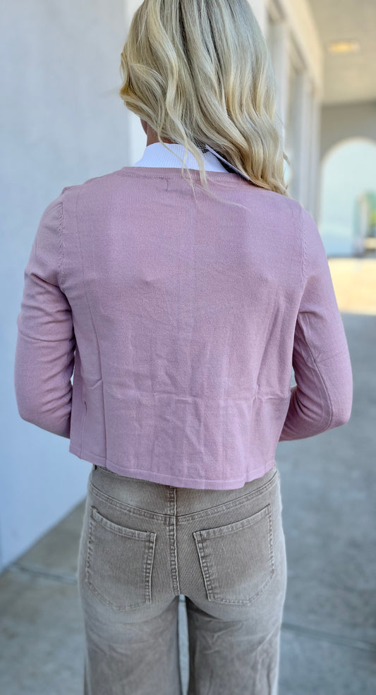 Button Up Cardigan , Dust Pink