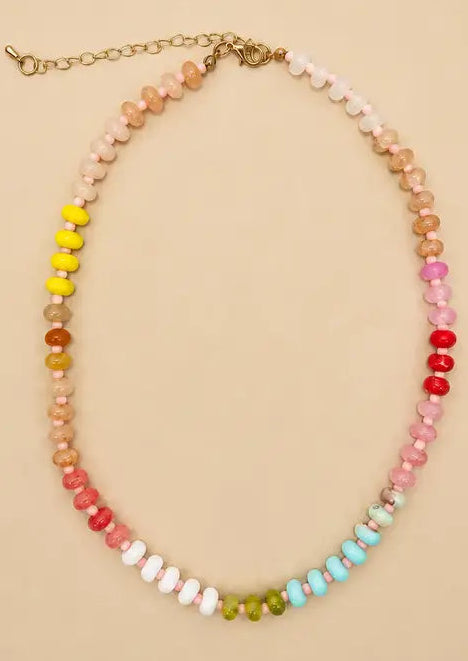 Natural Stone Semi-Precious Glass Mixed Necklace, A
