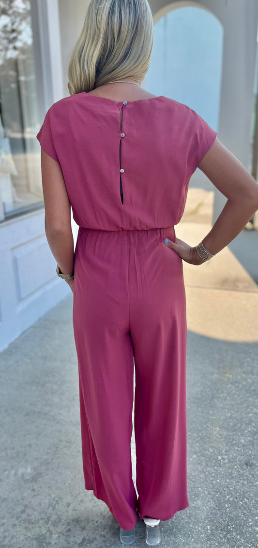 Mauve Front Tie Jumpsuit