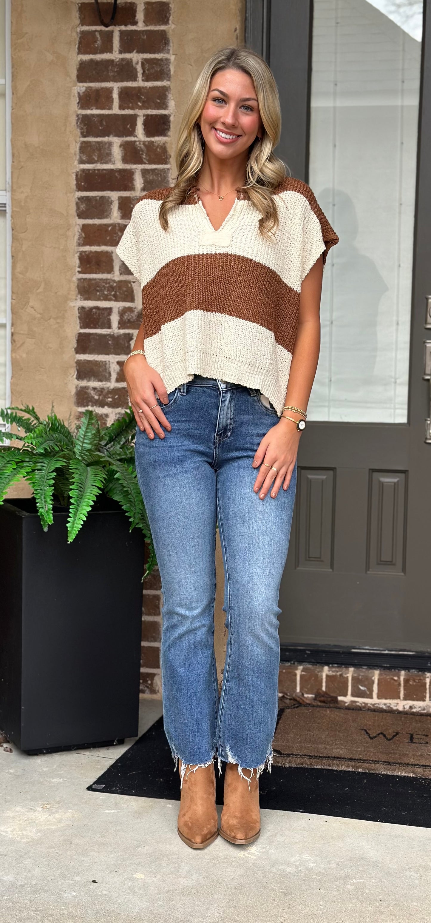 Multi Striped Sleeveless Sweater