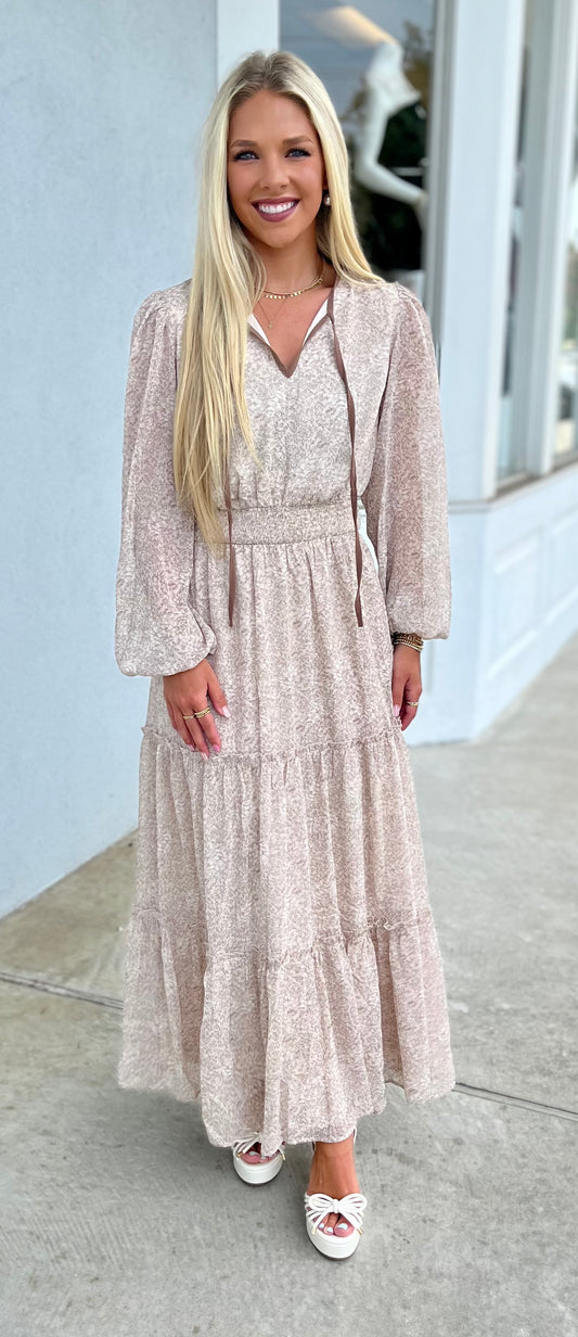 Romantic Floral Maxi Dress W Sheer Fabric