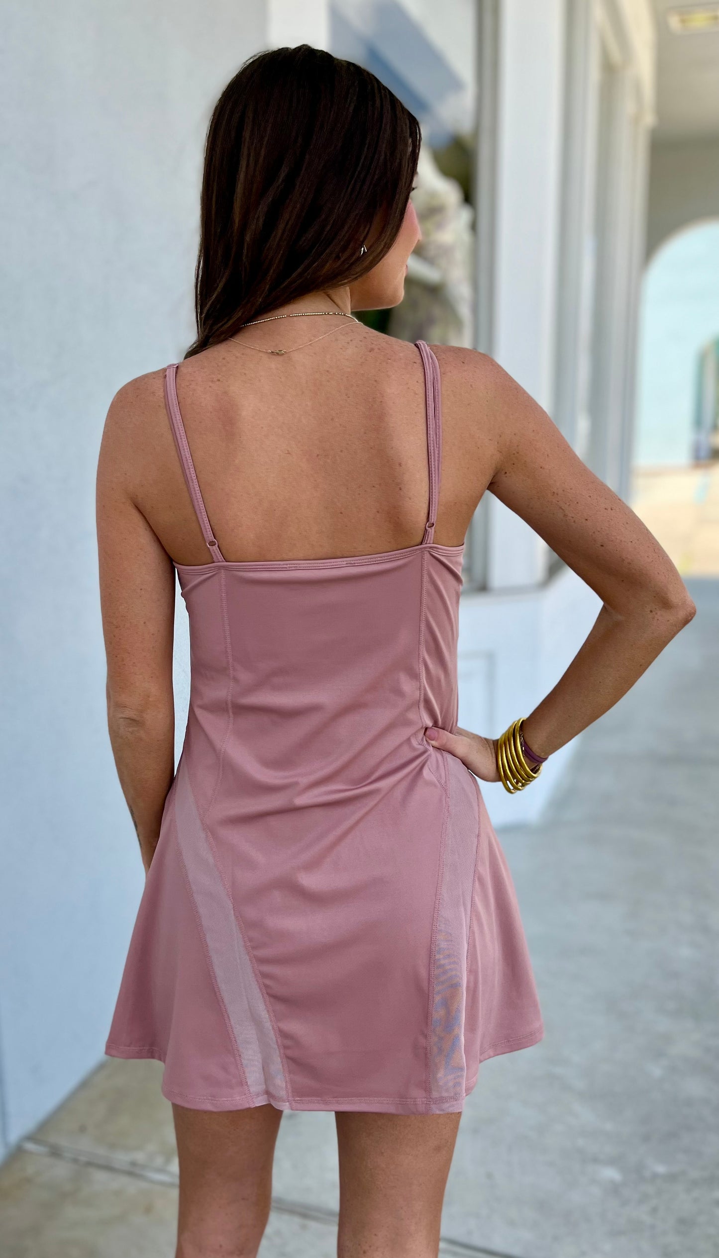 Mauve Activewear Mesh Detail Dress