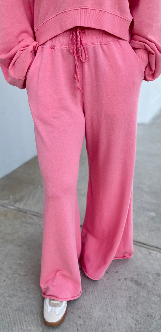 Bubble Pink Ribbed Oversized Sweatpants