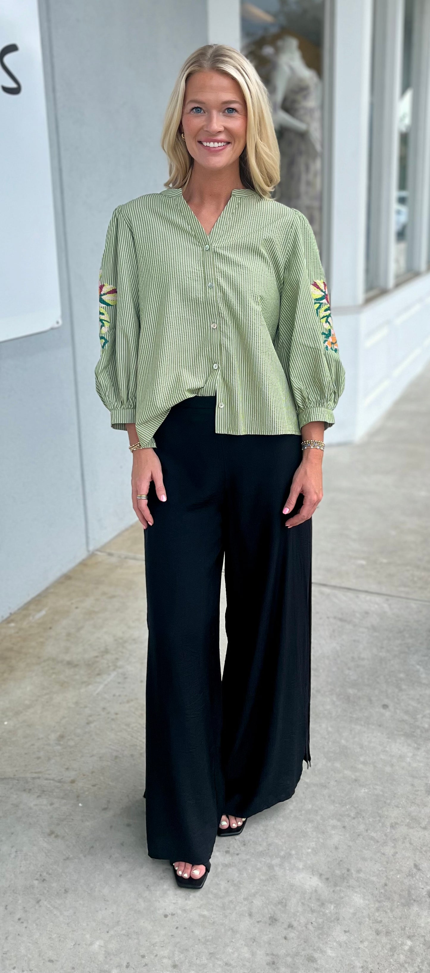 Black Wide Leg Pants With Side Slits