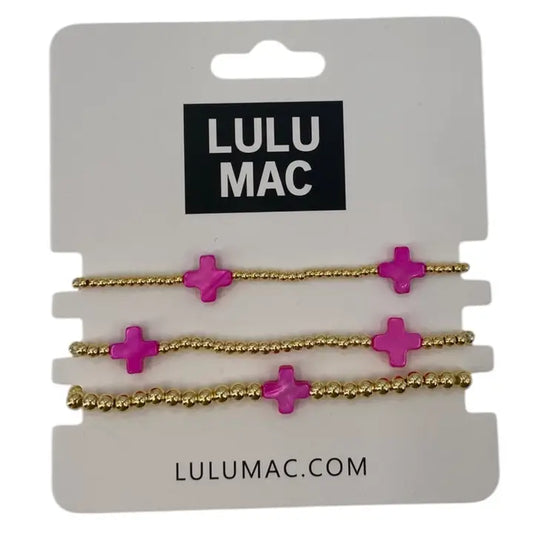 Hot Pink Cross Lulu Mac Bracelet