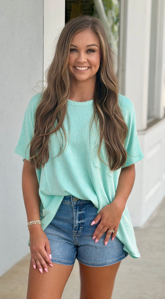 Oversized Corded Rib Top , Mint