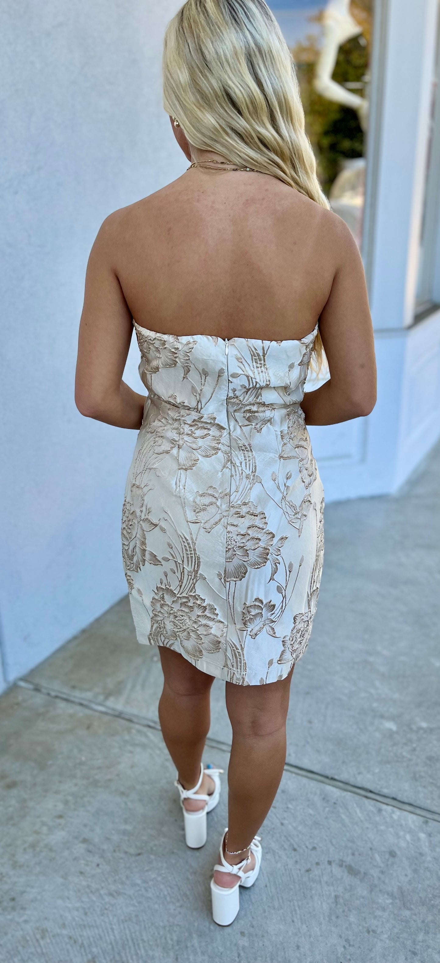 Front Bow Champagne Gold Dress