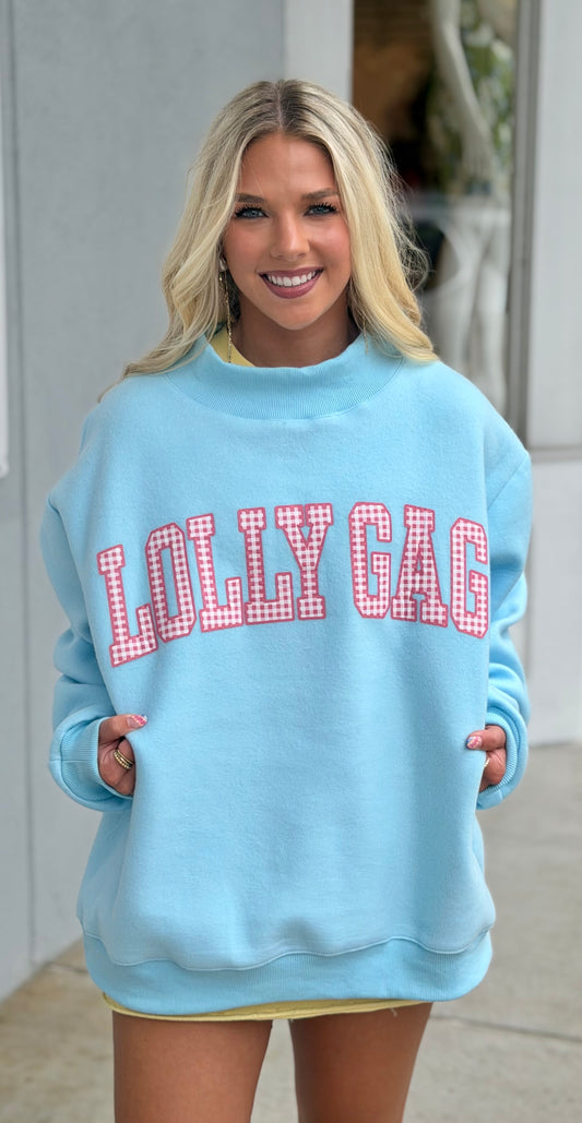 Dilly Dally Reversible Mockneck Sweatshirt-Blue
