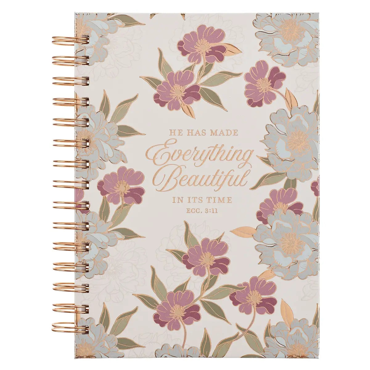 Journal Spiral White Floral Everything Beautiful
