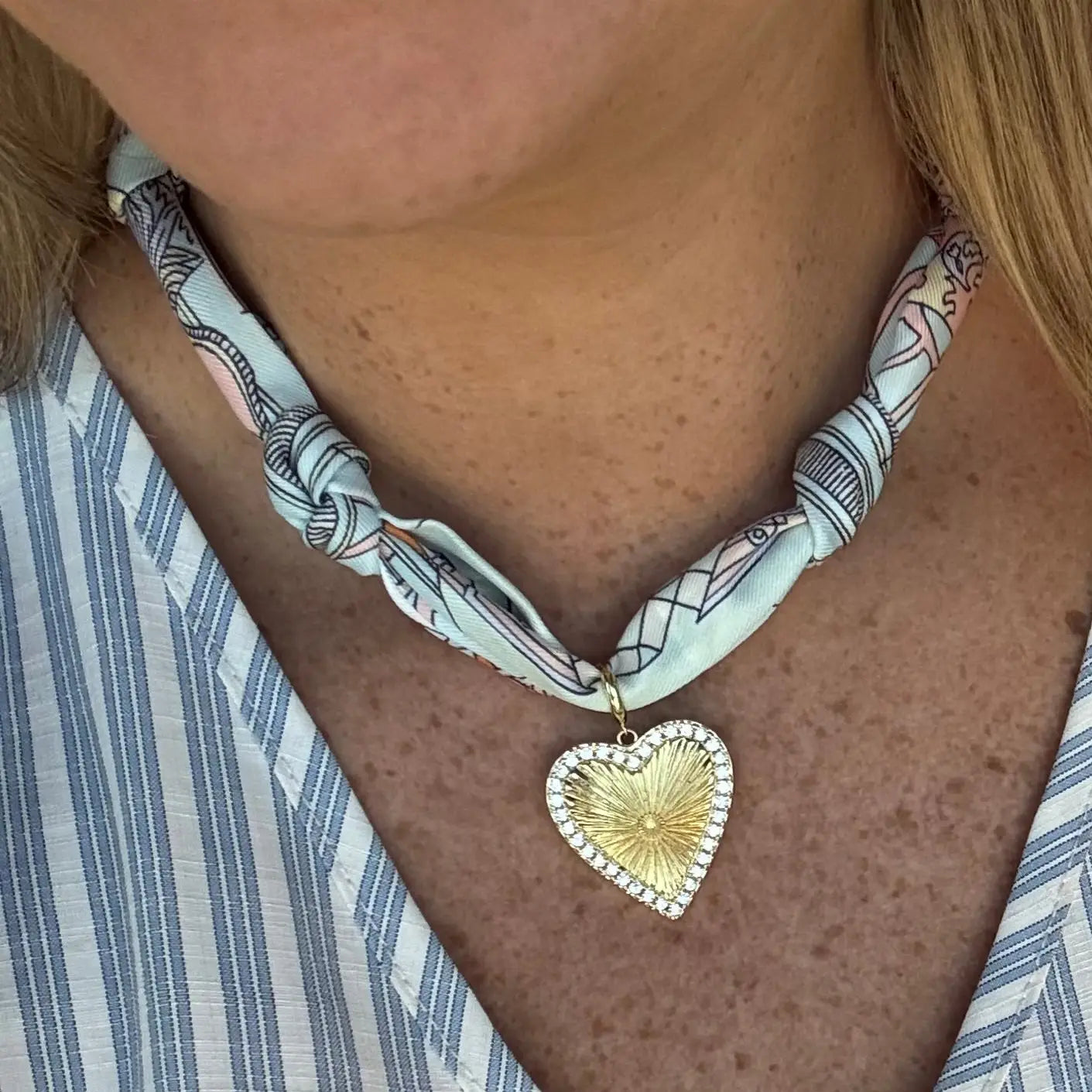 Mint/Cream Knotted Scarf Necklace