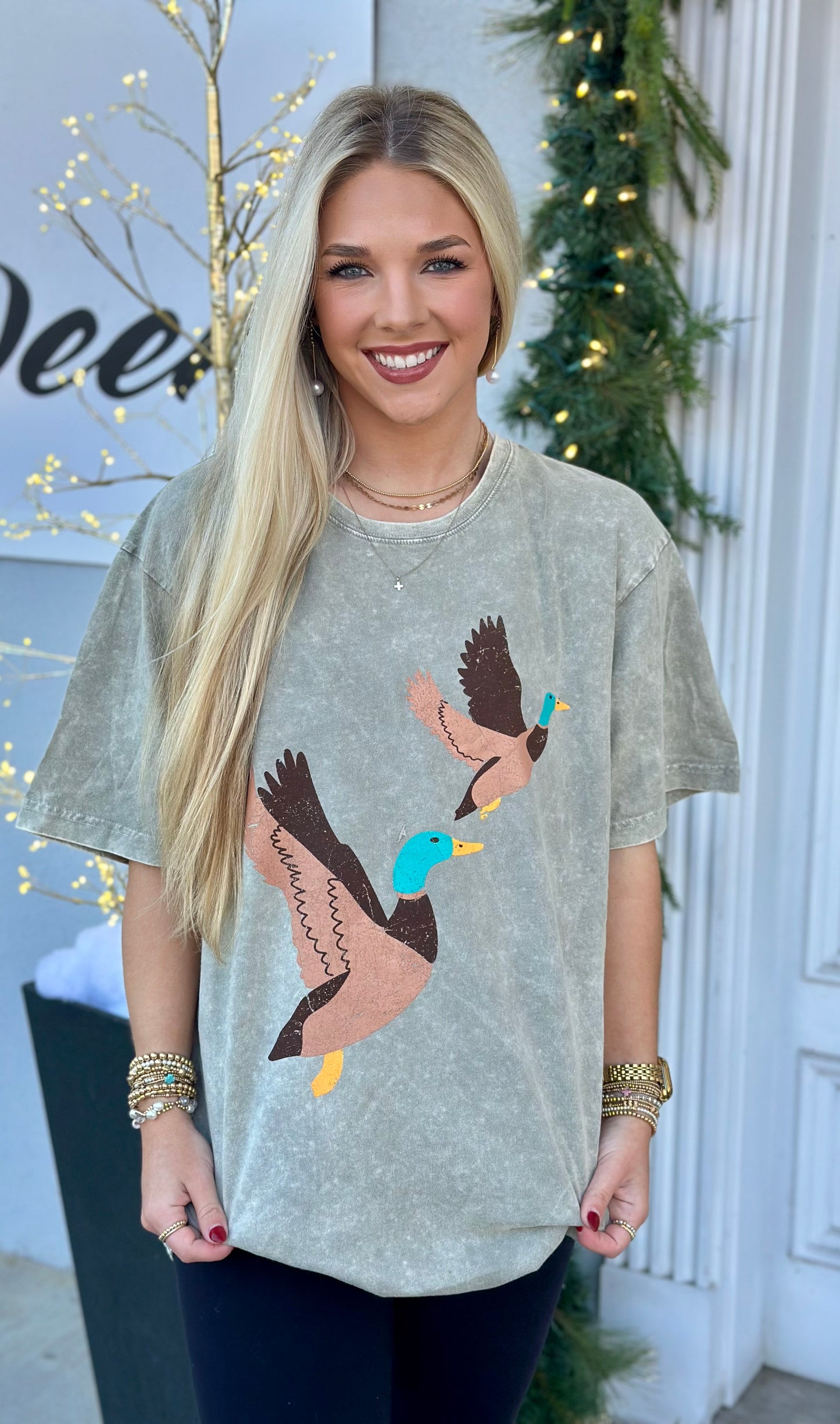 Mocha Flying Ducks Graphic Tee
