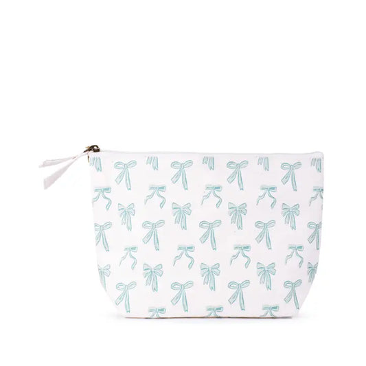 Hannah Bow Cosmetic Bag Blue/White