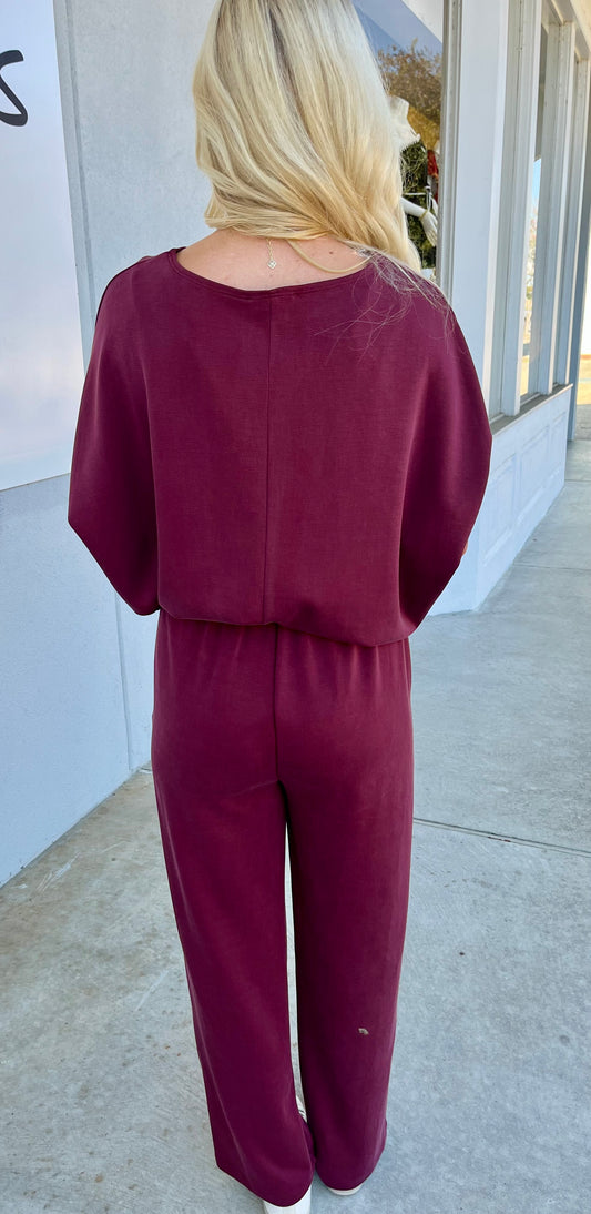 Elastic Scuba Waist Paints , Burgundy