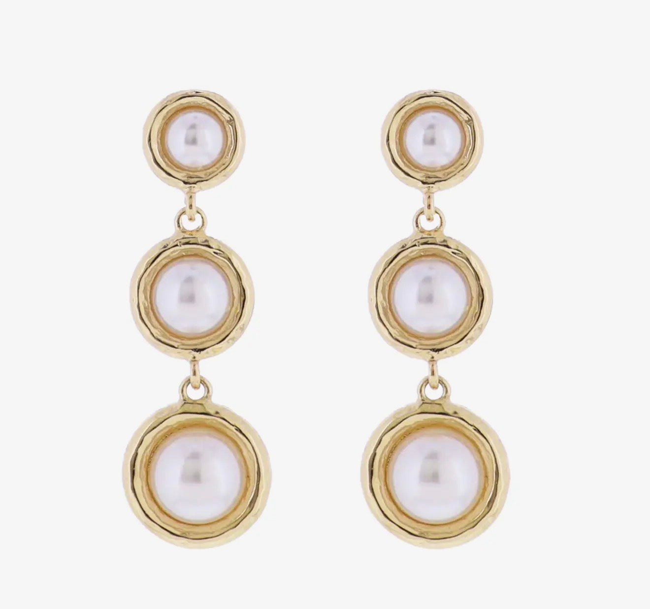 Pearl, Gold Circle Earrings
