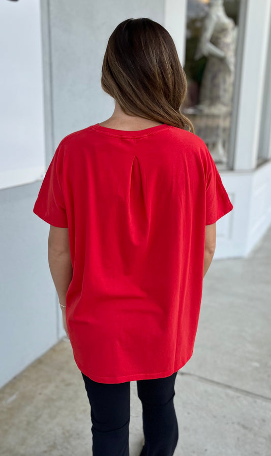 Shoreline Pima Cotton Slouchy Tee, Cherry