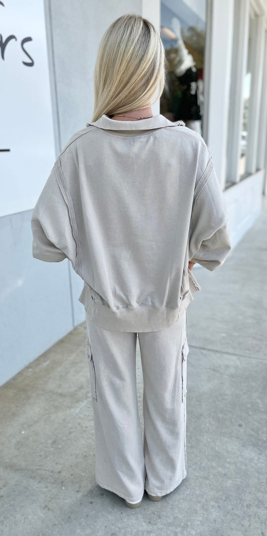 Bone Cargo Snow Washed Sweatpants