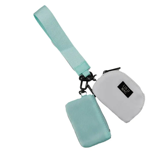 Mint/White Lulu Mac Double Pouch Wristlet