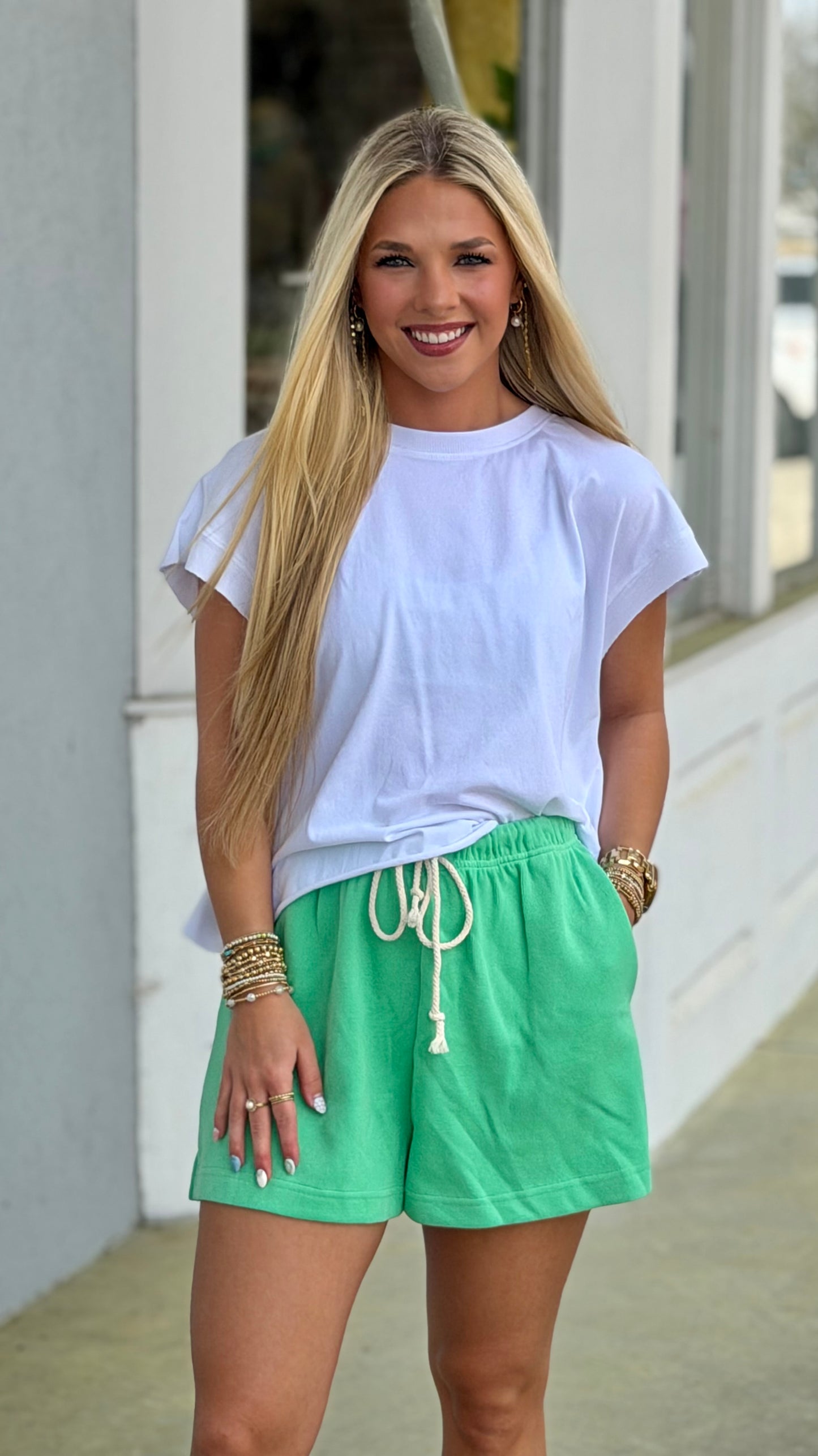 Spring Green Knit Shorts