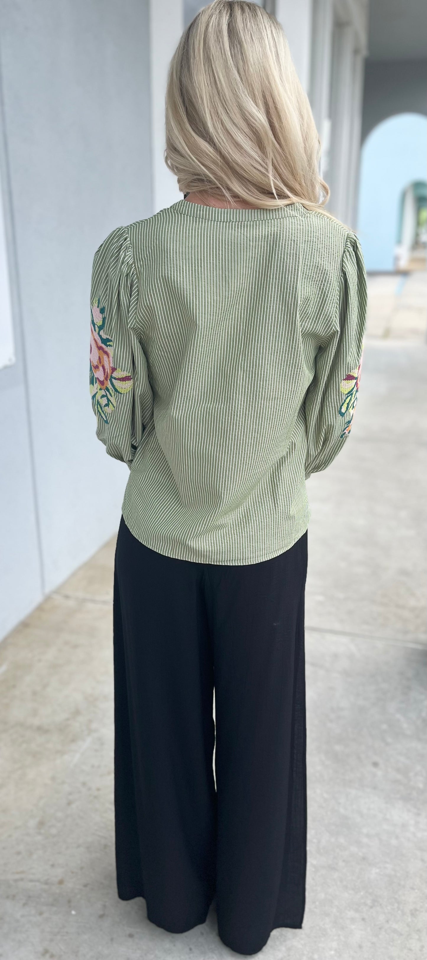 Floral Embroidered Stripe Top