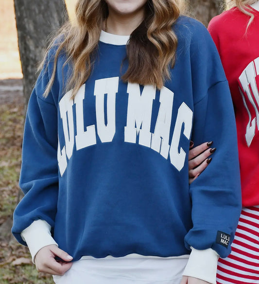 Navy/White Lulu Mac Stitch Sweatshirt