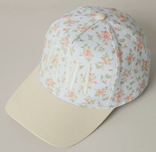 MAMA Embroidery Flower Trucker Hat