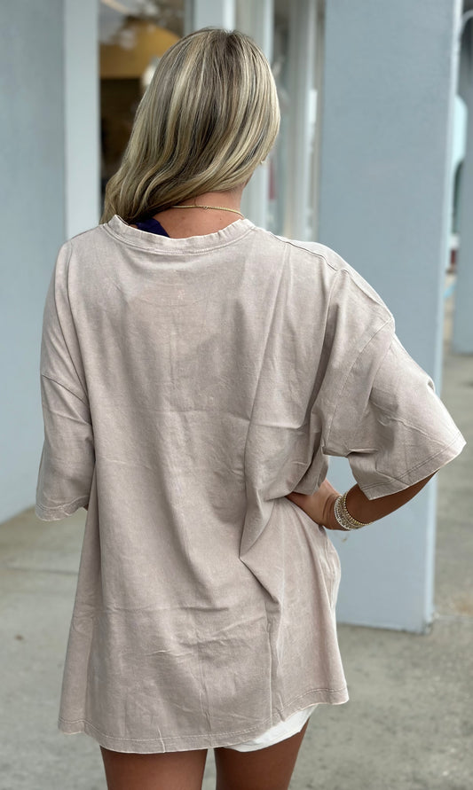 Acid Wash Oversized Boyfriend Tee, Ash Mocha